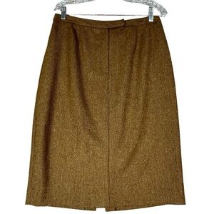 Lauren Ralph Lauren 100% Lambswool Brown Tweed Old Money Pencil Skirt - NWT 12P